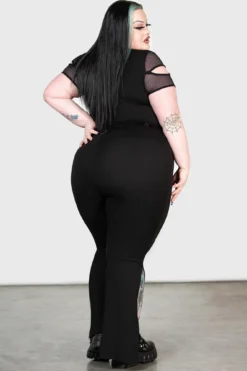KILLSTAR Vortatrix Trousers [PLUS] - High Waisted Flare Pants -Kill Star Store VORTATRIX TROUSERS PLUS W F