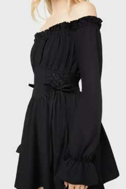 KILLSTAR Venomira Mini Dress - Versatile On-Off Shoulder Poplin Dress -Kill Star Store VenomiraDress H