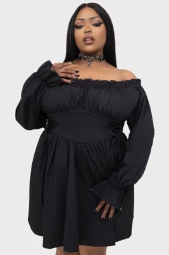 KILLSTAR Venomira Mini Dress - Versatile On-Off Shoulder Poplin Dress -Kill Star Store VenomiraDress PLUS B