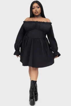 KILLSTAR Venomira Mini Dress - Versatile On-Off Shoulder Poplin Dress -Kill Star Store VenomiraDress PLUS C