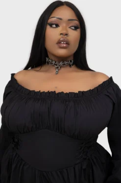 KILLSTAR Venomira Mini Dress - Versatile On-Off Shoulder Poplin Dress -Kill Star Store VenomiraDress PLUS D