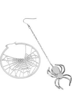 Killstar Vicious Web Hoop & Spider Earrings -Kill Star Store ViciousWebHoopEarrings G
