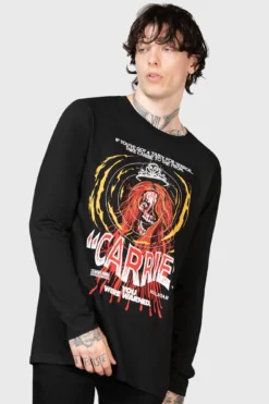 KILLSTAR x Carrie Warned Long Sleeve Top - Official Licensed Horror Apparel -Kill Star Store WARNED LONG SLEEVE TOP M D
