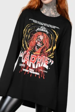 KILLSTAR x Carrie Warned Long Sleeve Top - Official Licensed Horror Apparel -Kill Star Store WARNED LONG SLEEVE TOP W B