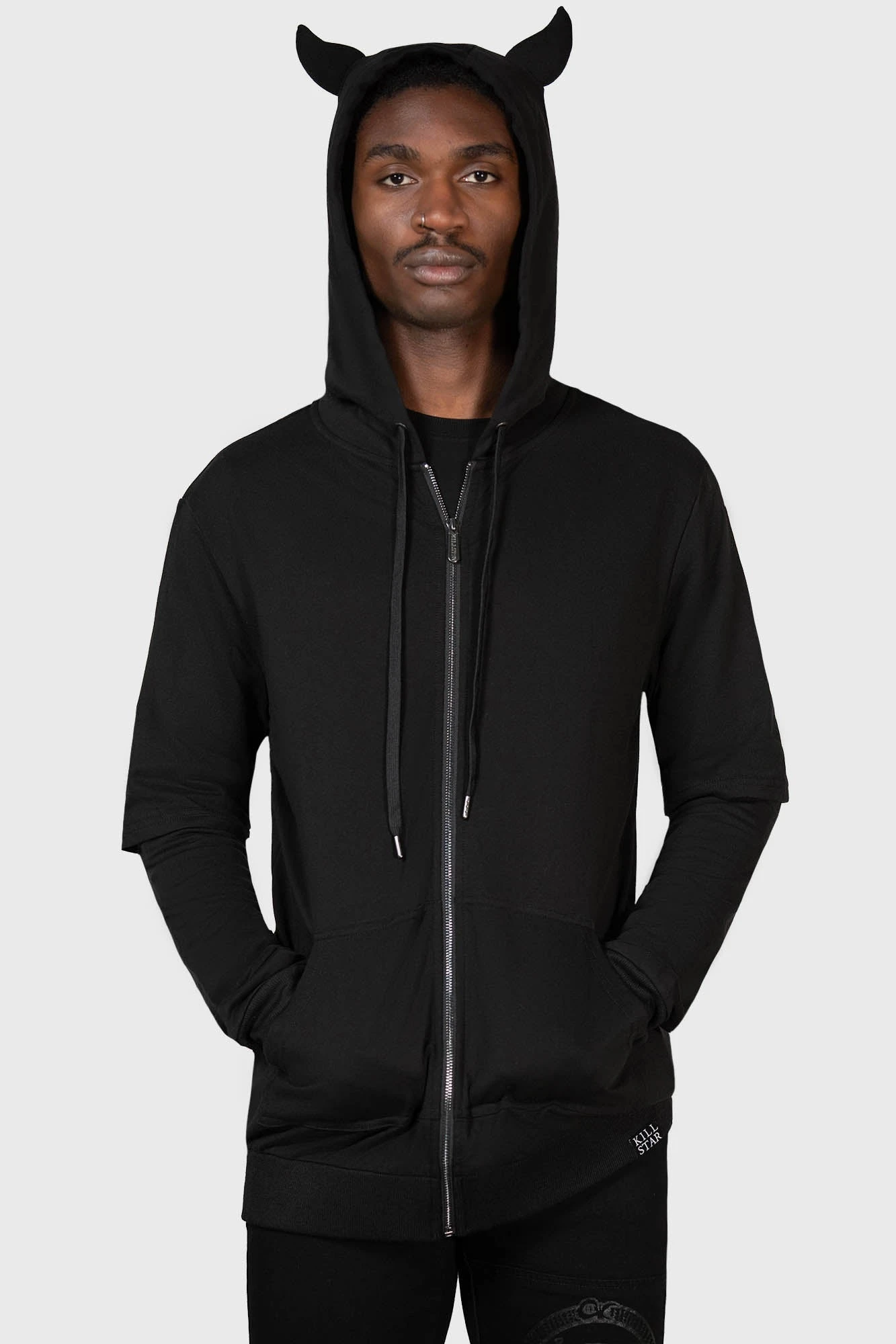 KILLSTAR Watch The Skies Devil Horned Zip-Up Hoodie 7 KILLSTAR Watch The Skies Devil Horned Zip-Up Hoodie - Image 7