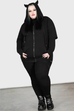 KILLSTAR Watch The Skies Plus Size Devil Horn Zip Hoodie -Kill Star Store WATCH THE SKIES HOODIE PLUS W D