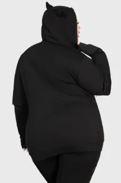 KILLSTAR Watch The Skies Plus Size Devil Horn Zip Hoodie -Kill Star Store WATCH THE SKIES HOODIE PLUS W E