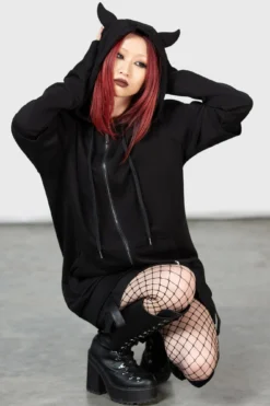 KILLSTAR Watch The Skies Devil Horned Zip-Up Hoodie