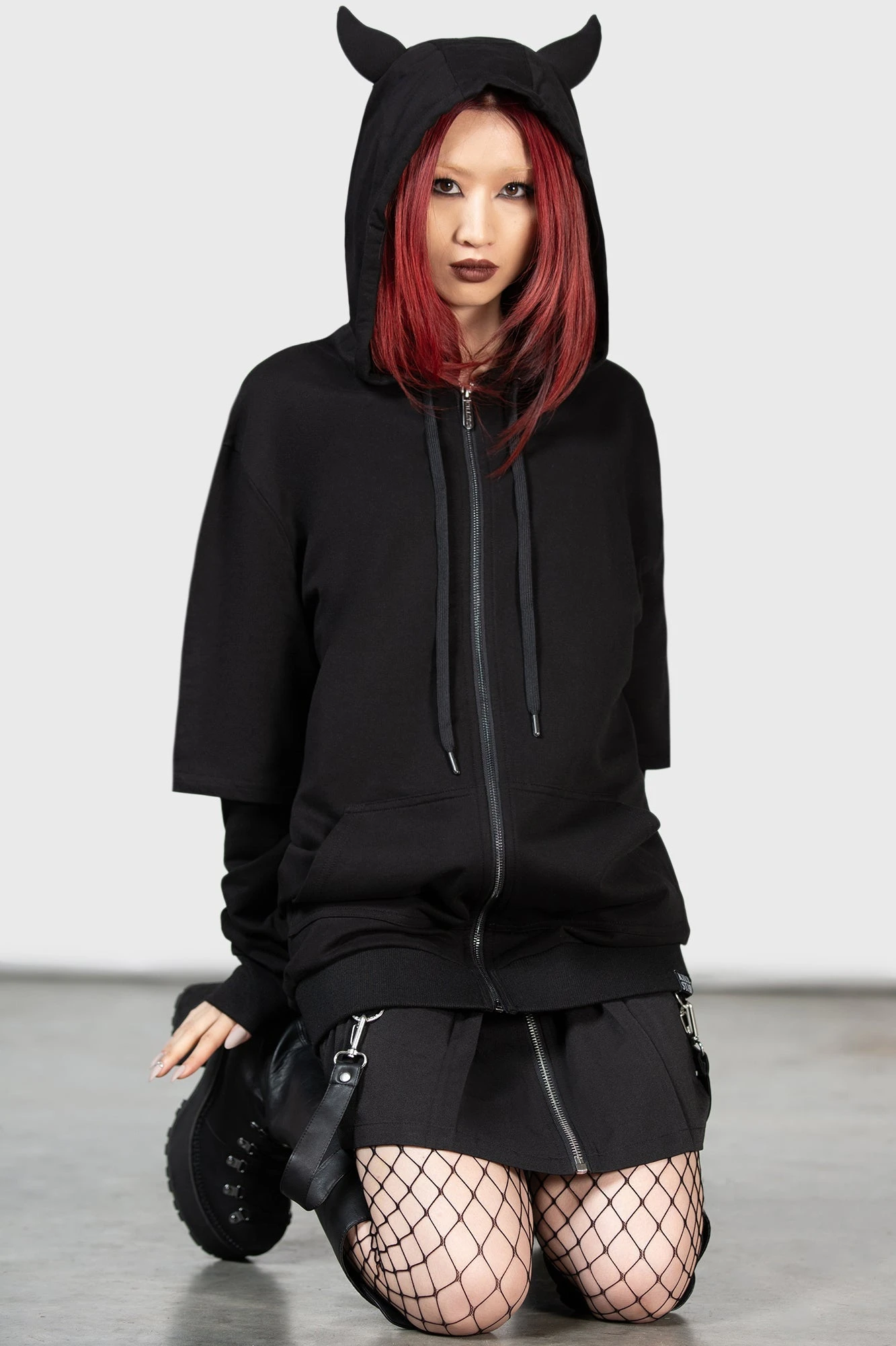 KILLSTAR Watch The Skies Devil Horned Zip-Up Hoodie 4 KILLSTAR Watch The Skies Devil Horned Zip-Up Hoodie - Image 4