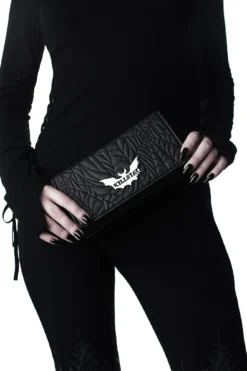 Killstar Webutant Embroidered Wallet - Gothic Vegan Leather Clutch -Kill Star Store WEBUTANT WALLET D