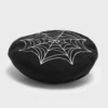 KILLSTAR Black Widow Beret Hat – Embroidered Web Detail