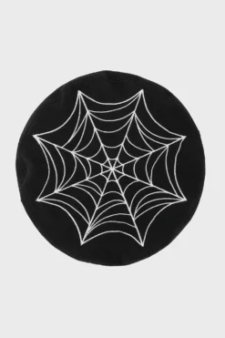 KILLSTAR Black Widow Beret Hat – Embroidered Web Detail -Kill Star Store WEB BERET 2