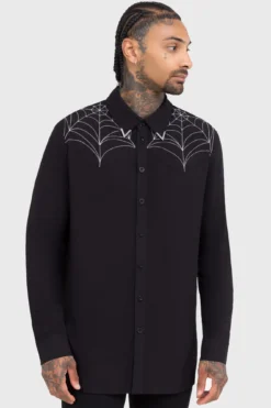 KILLSTAR Web Ripper Embroidered Shirt -Kill Star Store WEB RIPPER SHIRT C