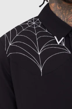 KILLSTAR Web Ripper Embroidered Shirt -Kill Star Store WEB RIPPER SHIRT F