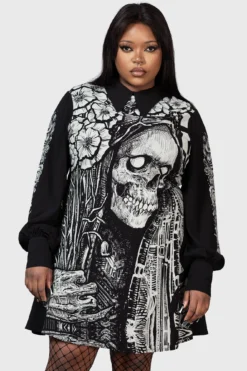 KILLSTAR Weird Tales Plus Size Dress with God Machine Graphics -Kill Star Store WEIRD TALES DRESS PLUS W E
