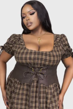 Wetland Bat Peplum Corset [BROWN] -Kill Star Store WETLANDBATPEPLUMCORSET BROWN PLUS B