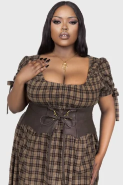 Wetland Bat Peplum Corset [BROWN] -Kill Star Store WETLANDBATPEPLUMCORSET BROWN PLUS C