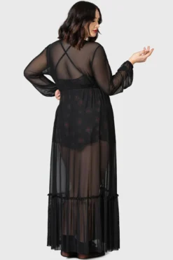 Killstar Widow's Tears Plus Size Mesh Maxi Robe -Kill Star Store WIDOWS TEARS ROBE PLUS W F