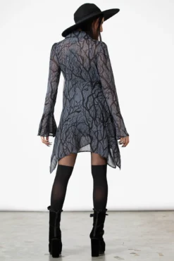 Killstar Woodland Witch Collar Dress - Gothic Bell Sleeve Mini -Kill Star Store WOODLAND WITCH COLLAR DRESS W E