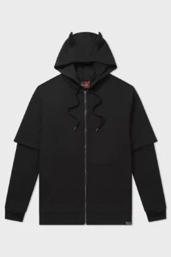 KILLSTAR Watch The Skies Plus Size Devil Horn Zip Hoodie -Kill Star Store Watch The Skies Hoodie PLUS