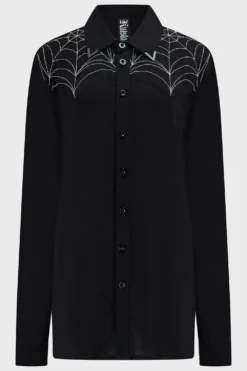 KILLSTAR Web Ripper Embroidered Shirt -Kill Star Store Web Ripper Shirt Black 1