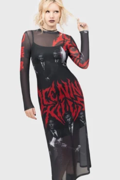 ICE NINE KILLS x Killstar Welcome To Horrorwood Maxi Dress -Kill Star Store Welcome to Horrorwood Maxi Dress D