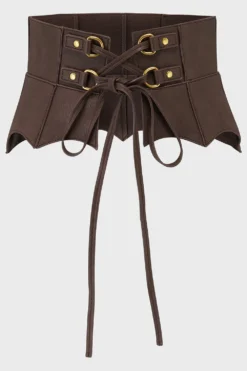 Wetland Bat Peplum Corset [BROWN] -Kill Star Store WetlandBatPeplumCorset Brown 1