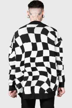 KILLSTAR Your Move Cardigan - Men's Distorted Checkerboard Knit 12 KILLSTAR Your Move Cardigan - Men's Distorted Checkerboard Knit -Kill Star Store YOUR MOVE CARDIGAN MENS D
