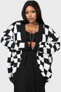 KILLSTAR Your Move Cardigan [Plus Size] - Distorted Checkerboard