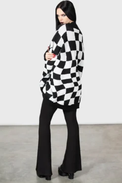 KILLSTAR Your Move Cardigan - Men's Distorted Checkerboard Knit 13 KILLSTAR Your Move Cardigan - Men's Distorted Checkerboard Knit -Kill Star Store YOUR MOVE CARDIGAN W E