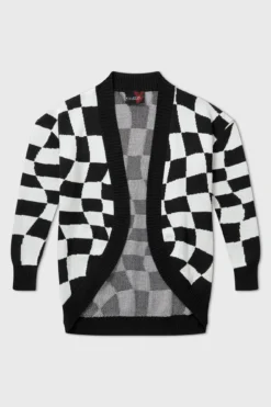 KILLSTAR Your Move Cardigan [Plus Size] - Distorted Checkerboard -Kill Star Store Your Move Cardigan MENS PLUS G