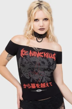 ICE NINE KILLS Your Worst Nightmare Bardot Top -Kill Star Store Your Worst Nightmare Bardot Top D