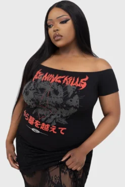 ICE NINE KILLS Your Worst Nightmare Bardot Top -Kill Star Store Your worst nightmare bardot top PLUS E