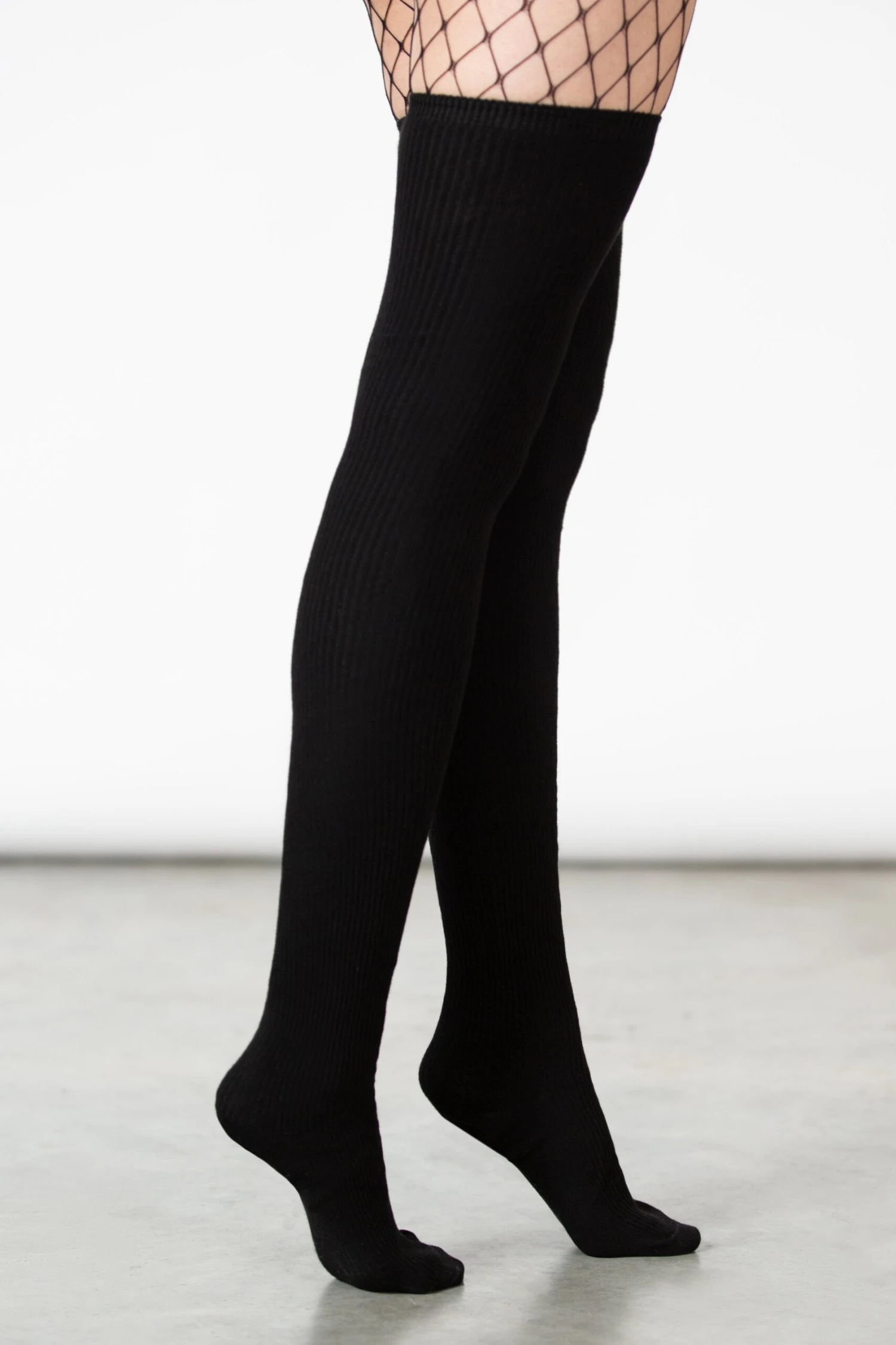 Killstar Zoey Extra Long Ribbed Socks - Black 2 Killstar Zoey Extra Long Ribbed Socks - Black - Image 2