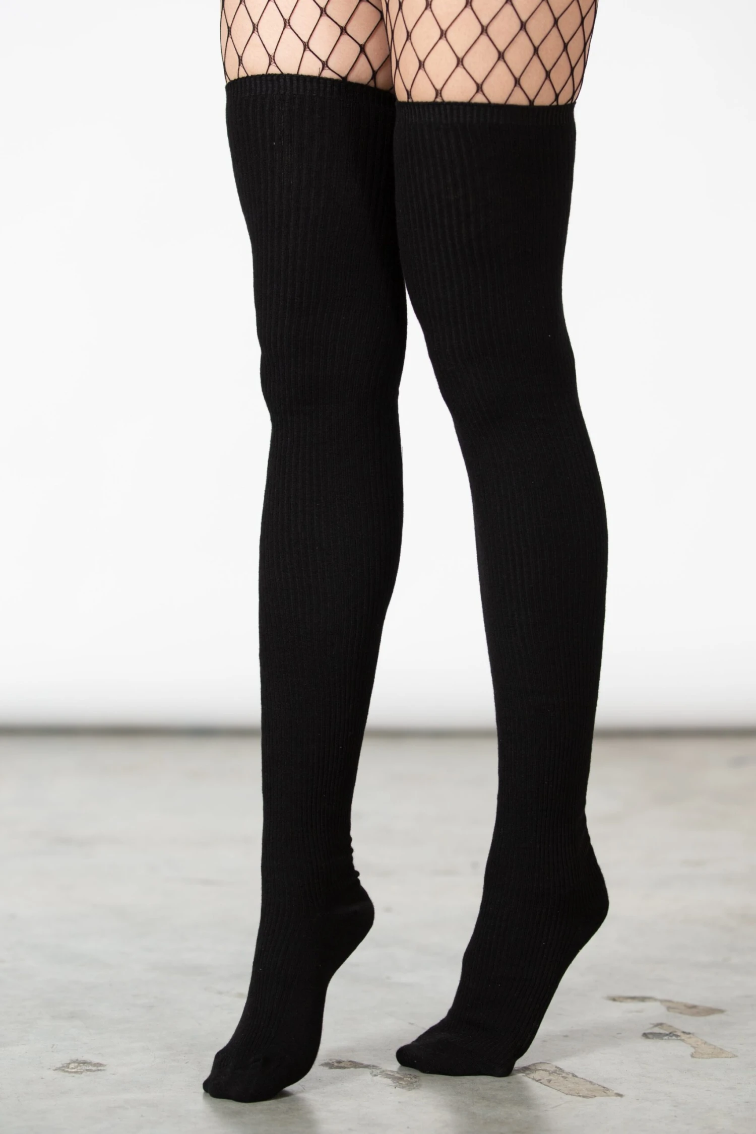 Killstar Zoey Extra Long Ribbed Socks - Black 3 Killstar Zoey Extra Long Ribbed Socks - Black - Image 3