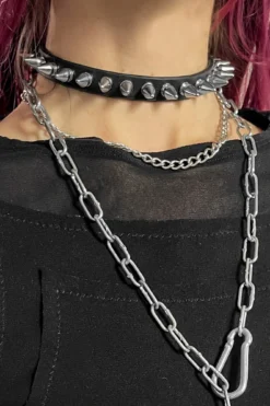 KIHILIST Spears Spiked PU Leather Choker