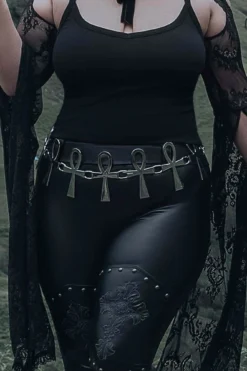 Killstar Xena Ankh Belt - Silver Gothic Hardware Accessory